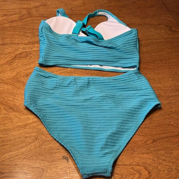 Aqua Striped Women's Bikini Set By Dillards - Picture 4 of 8